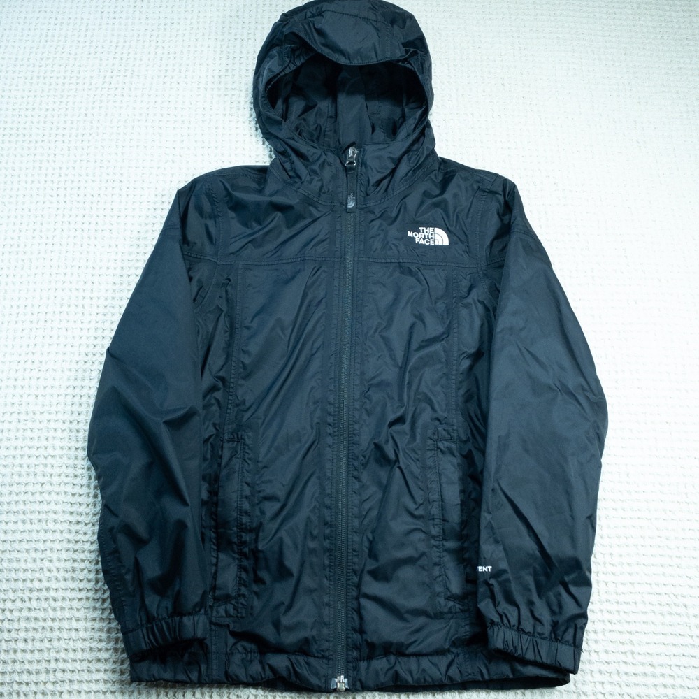 The North Face Girls Black HyVent Waterproof Hooded Rain Jacket Size Small 7/8